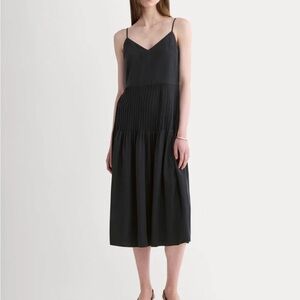 NWT Everlane Black PLEATED SLIP DRESS IN BUTTERLITE